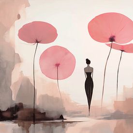 Frau und Lotusblumen, modern abstrakt von Caroline Guerain