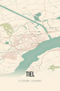 Vintage landkaart van Tiel (Gelderland) van Rezona