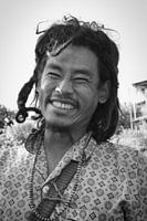 Black and white portrait Nepalese man