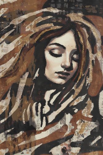 Portret vrouw met dreadlocks in aarde tinten