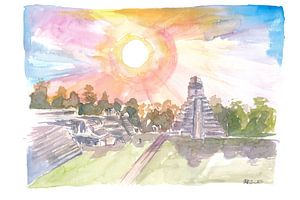 Tikal Guatemala Maya-ruïnes met zonsondergang van Markus Bleichner