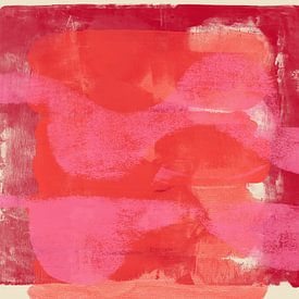 Peinture abstraite colorée en rose, orange, rouge et blanc sur Art minimaliste abstrait