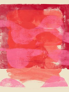 Colorful abstract painting in pink, orange, red and white by Abstract Minimalist Art