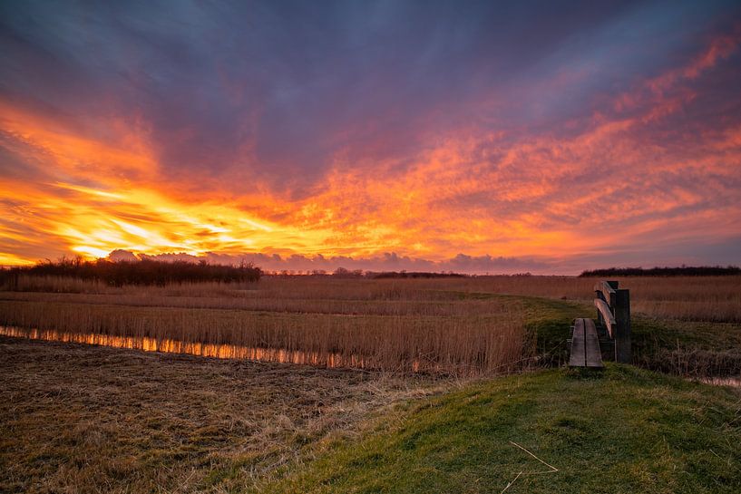 Sky on fire over Kruiszwin nature reserve in Anna Paulowna by Bram Lubbers