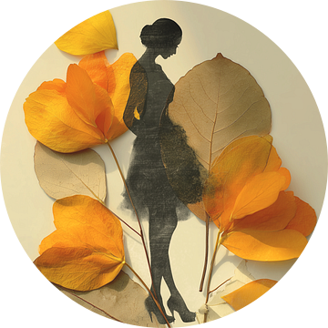 Vrouw met Herfst bladeren