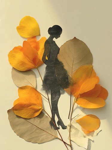 Vrouw met Herfst bladeren