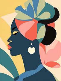 Afrikanische Frau mit Blumen von Caroline Guerain