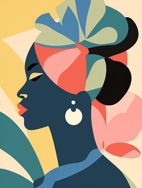 Vrouw met parel, Modern Abstract van Caroline Guerain