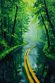 Waldweg in Nebel – Grünes Paradies von Poster Art Shop