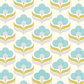 Retro flower power - BIG - 70s Fleurs jaunes et oranges