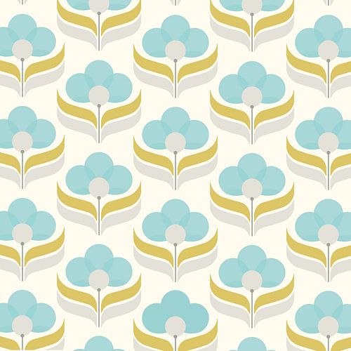 Retro flower power - BIG - 70er Jahre Gelbe und orange Blumen