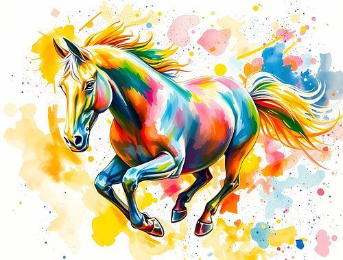 Paard in coloursplash