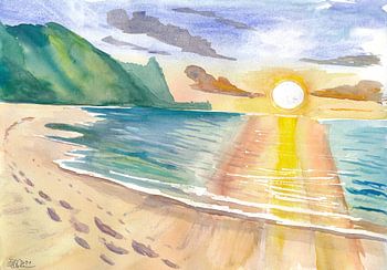 Sonnenuntergang für Verliebte in der tropischen Bucht