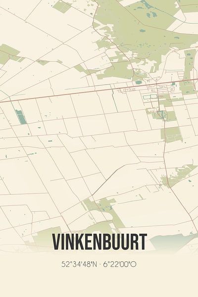 Carte ancienne de Vinkenbuurt (Overijssel) par Affiches de lieux