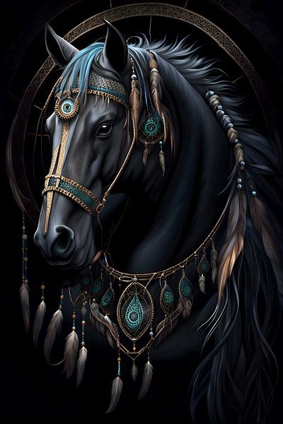 Cheval attrape-rêves indien animal de pouvoir par Creavasis