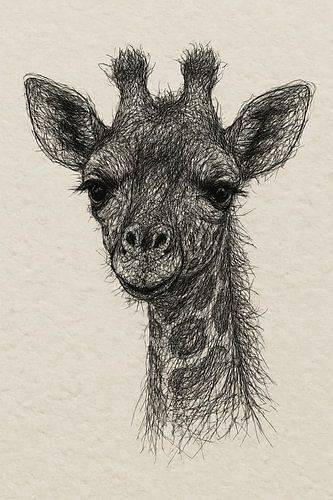 Draad portret jonge giraffe (Afrikaans dierentuin lange nek speels teder vriendelijk dier)