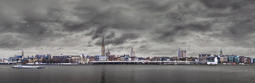 Antwerpen  Scheldekaaien Skyline ,  panorama van Maarten Visser