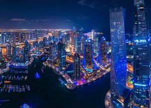 Panorama de nuit de la marina de Dubaï Skyline