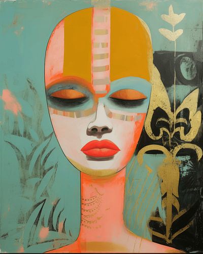 Superbe portrait abstrait coloré dans le style africain