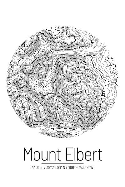 Le Mont Elbert | Topographie de la carte (Minimal) par ViaMapia