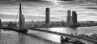 Rotterdam Skyline in the morning (Zwartwit) van Rob van der Teen thumbnail