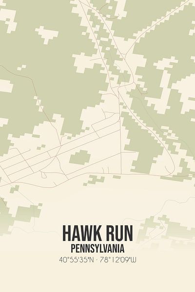 Vintage map of Hawk Run (Pennsylvania), USA. by Prints of Place