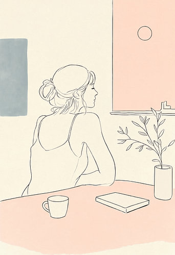 Un café tranquille le matin, près de la fenêtre