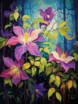Clematis Schilderij | Mystical Morning Dew van I ❤ Bloemen