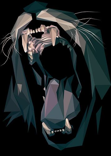 Leeuwen Brullen Abstract Laagpolig Zwart Thema