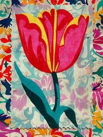 Une tulipe aux couleurs vives et aux motifs ludiques
