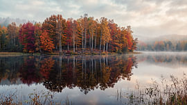 Autumn Serenity – Reflections on the Lake by Manjik Pictures