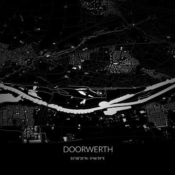 Schwarz-weiße Karte von Doorwerth, Gelderland. von Rezona
