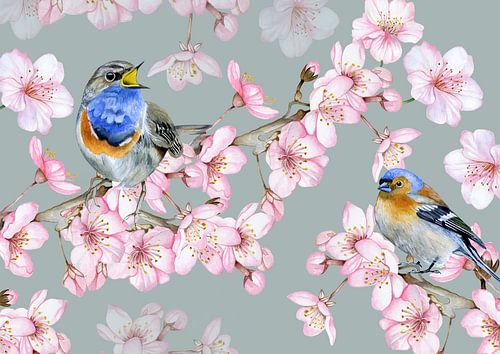 Les oiseaux fleurissent des branches