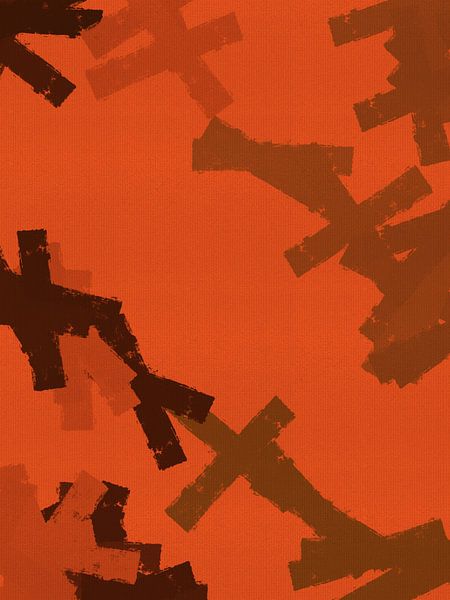 Retro inspired art in vivid terracotta, olive and camo green. by Dina Dankers