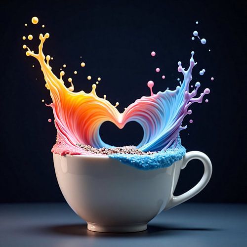 Kleurexplosie van Liefde in een Kopje