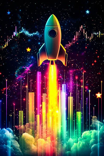 Rocket in colourful space by Imperial Art House