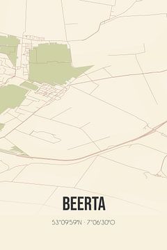 Vintage landkaart van Beerta (Groningen) van MijnStadsPoster