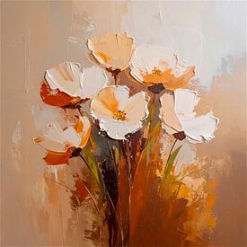 Hotel Chic Art: Abstrakte Blumen in warmen Farben von Studio Pieternel