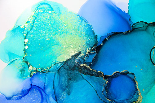 Golden Ocean Flow – Luxuriöse Alkohol-Tintenkunst