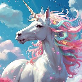 Peinture arc-en-ciel avec licorne sur Peintures accrocheuses