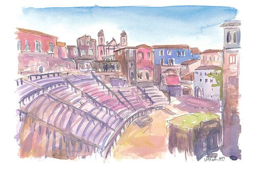 Catania Roman theatre Afternoon cityscape in Sicily