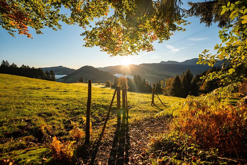 Morning atmosphere at sunrise with a view of the Hochgrat and the Allgäu Alps by Leo Schindzielorz