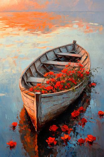 Drijvend bloemenschip