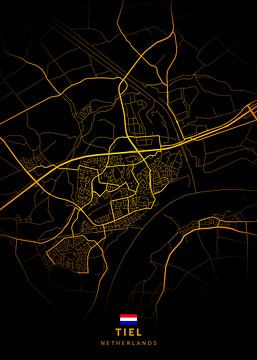 Stadsplattegrond Tiel Modern Zwart Goud van Kenda Maruyama