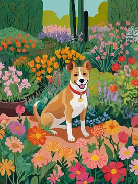 Hond in de tuin Stijl Henri Matisse van TOAN TRAN