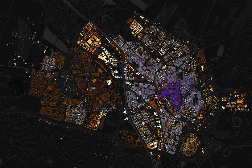 Kaart van Utrecht abstract van Maps Are Art