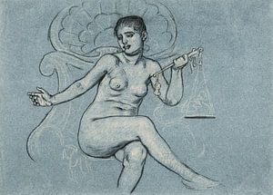 Sinnliches Aktporträt Studie für zentrale Figur in Korrupte Gesetzgebung, Elihu Vedder (1895)
