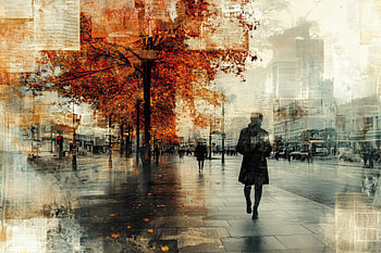 Digitale Collage - Herbstliche Stadtlandschaft voller Nostalgie