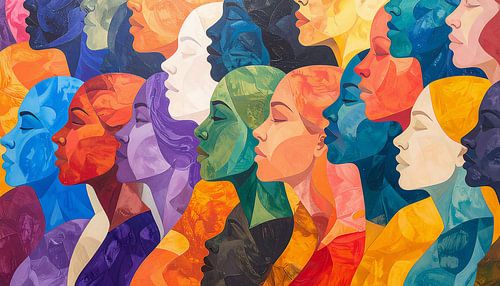 Kleurrijk overlappend hoofdprofielpatroon