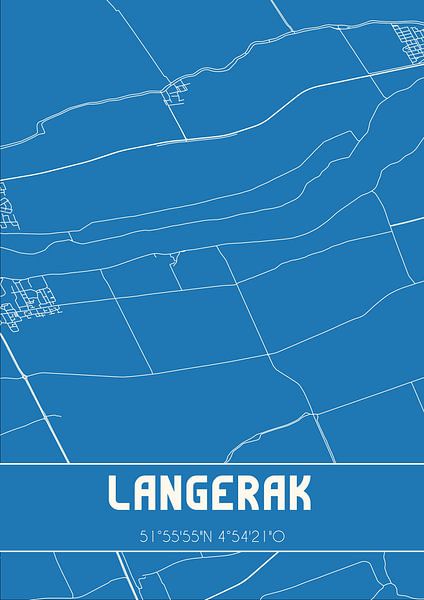 Blauwdruk | Landkaart | Langerak (Zuid-Holland) van Stad & Wand